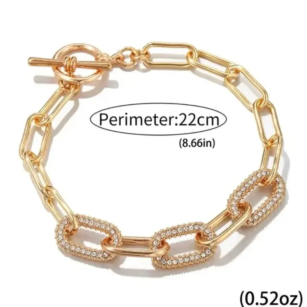 Gold Plated Diamond Chain LinksToggle Bracelet